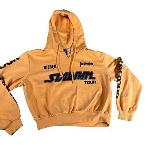 Divided by H&M Justin Bieber Stadium Tour Womens Yellow Black Hoodie Size Medium